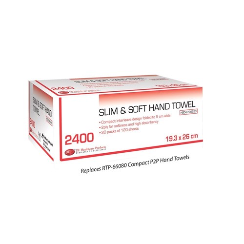 DE Slim & Soft Hand Towel 2ply 19.3 x 26cm 2400 sheets